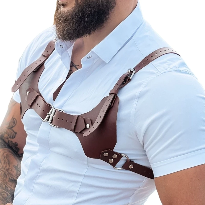 

Mens Harness Chest Adjustable PU Leather Punk Half Chest Bondage N7YF