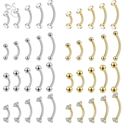 ZS 1PC 14G Stainless Steel Opal Eyebrow Ring Curved Barbell Cartilage Earring Crystal Labret Piercing 6/8/10/12/14mm Jewelry