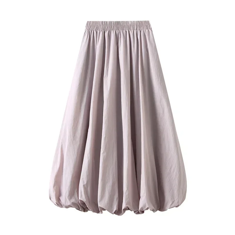 

Summer New High Waist Slim Flower Bun Skirts Female Lantern Loose Skirt Korean Fashion Midi Long A- Line Skirt Elegant for Women