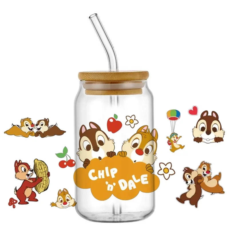 

3D Transfers UV DTf Crystal Stickers 16oz Uv Dtf Tumbler Cup Wraps Sticker Two Squirrels Engaged Easy Peel Waterproof DIY Decals