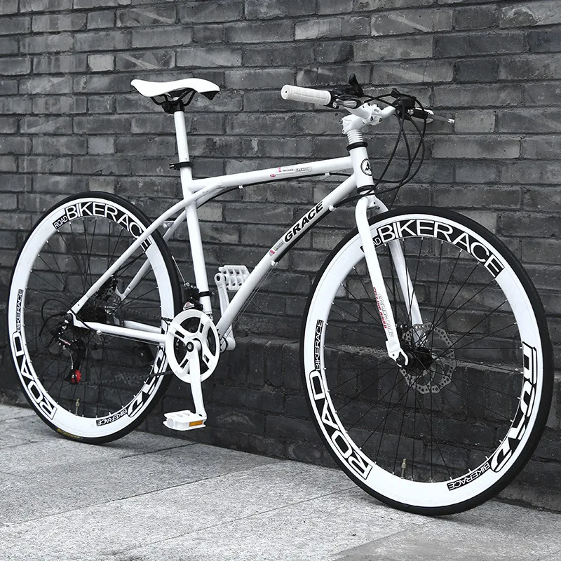 Fixed Gear Bicycle for Adult Variable Speed Pneumatic Tire Road Racing Double Disc Brake Student Car Fixie Bike New DropShipping