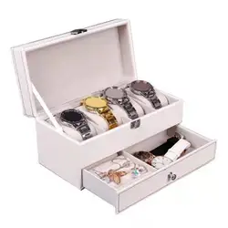 Versatile Jewelry Watch Display Case Capacity Double Layer Watch Jewelry Storage Box for Quick Classification of Watches Rings