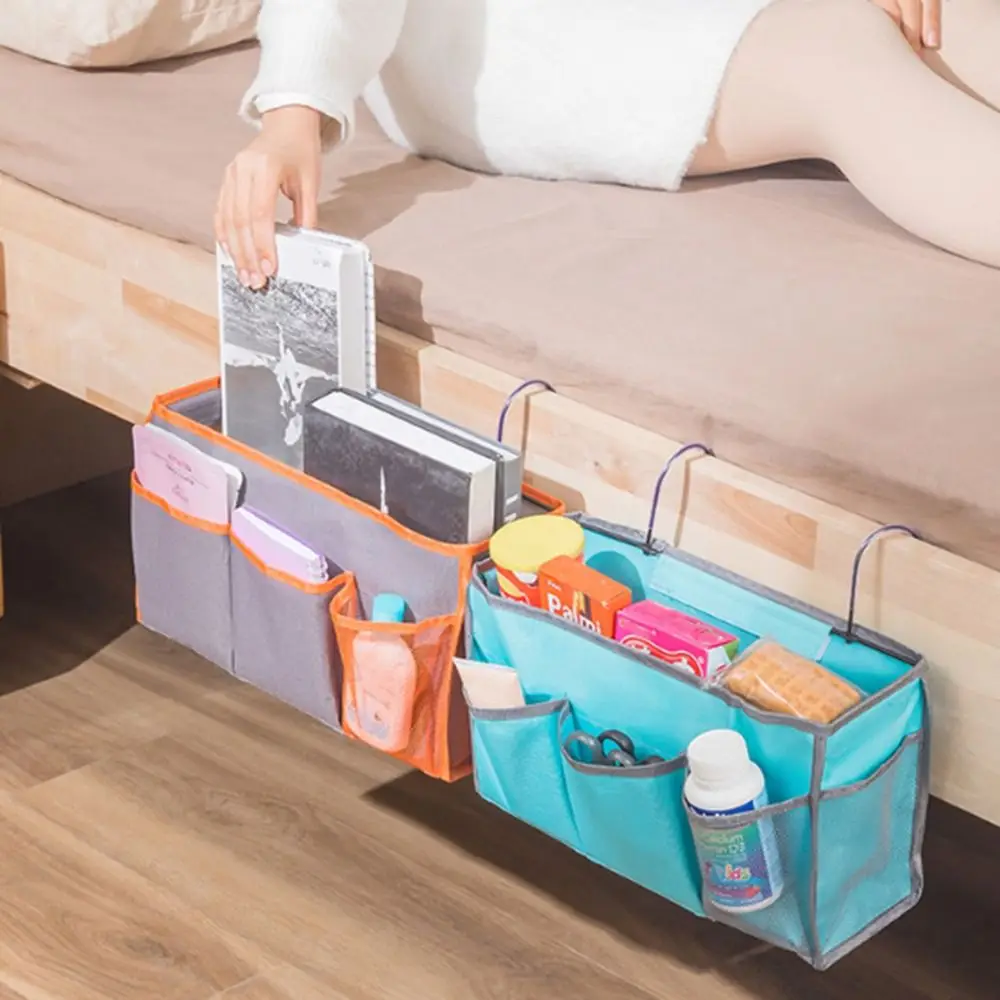 

Подвесные постельные карманы из хлопка и льна, водонепроницаемая Нескользящая прикроватная сумка для хранения, настенный вместительный прикроватный органайзер для хранения