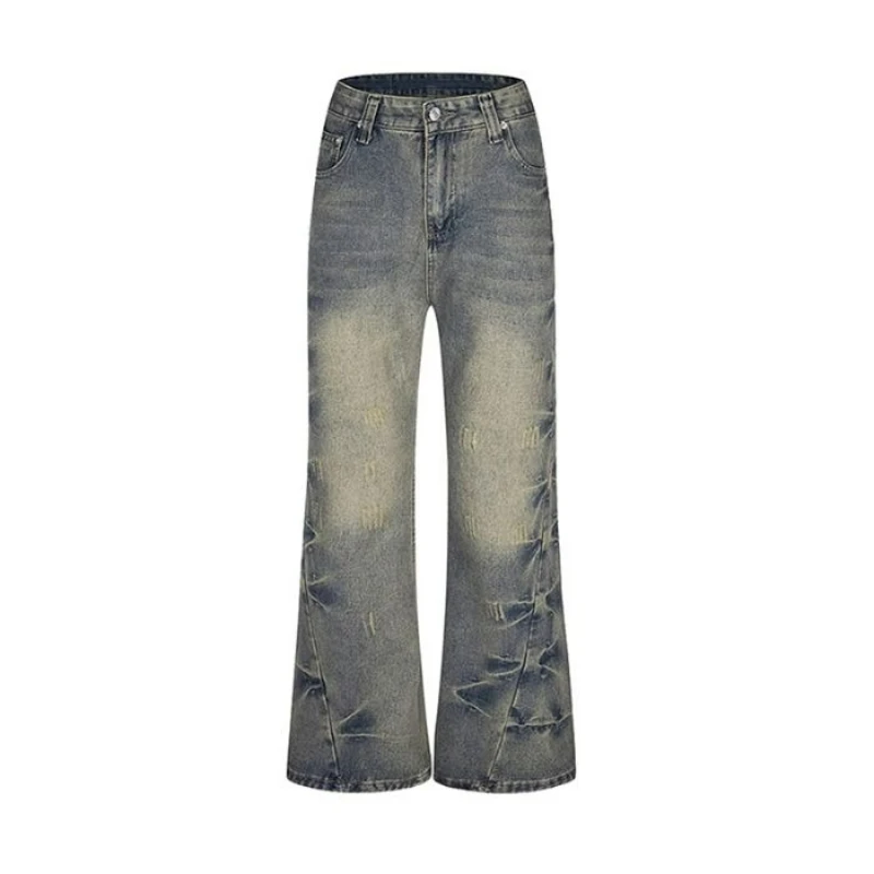 جينز نسائي بلون نقي متوهج من قماش الدنيم عالي الخصر للعب في الشارع سروال أخلاقي لشخصية تشكيل جينز خريفي عتيق