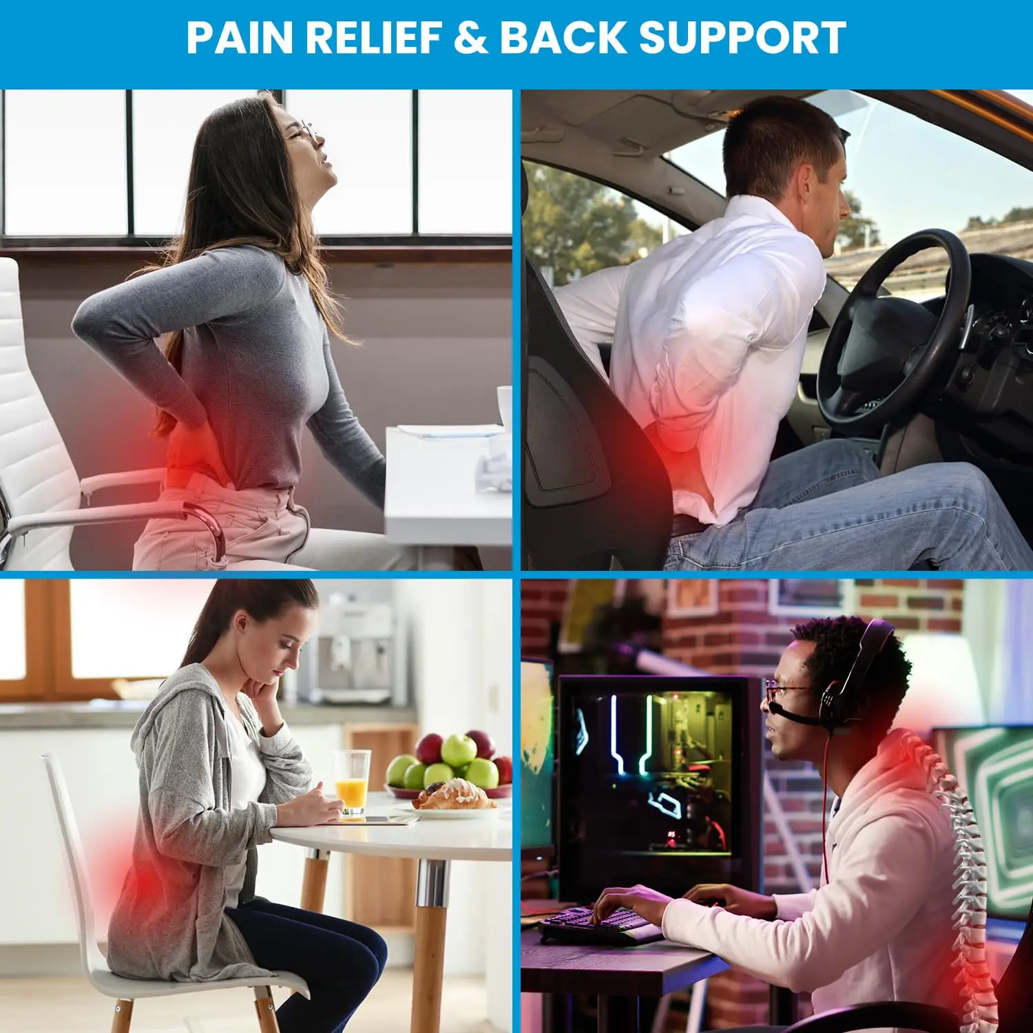 Lumbar Support Pillow for Office Chair, Office Home Essentials,Gifts for Mom,Dad, Back Support Pillow for Car, Chair Cushions