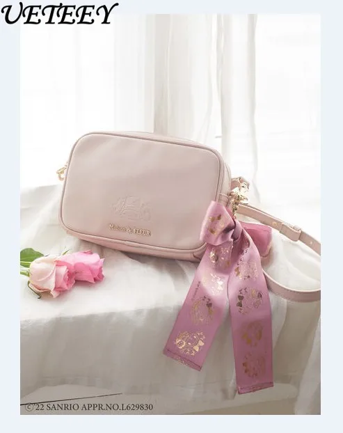 Japanese Style New Satin Silk Shoulder Bag Lady Sweet Pink Girl Crossbody Small Square Bags Spring Autumn Fashion Women's Bag