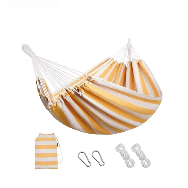 

Portable Outdoor Garden Family Travel Camping Swing Canvas Striped Hammock