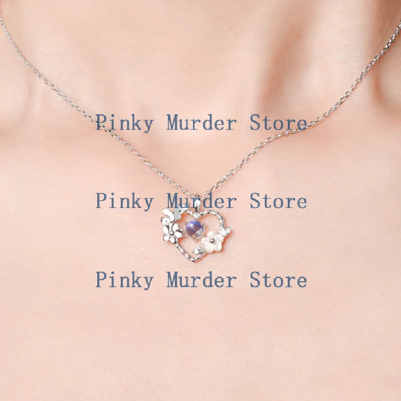 

(JYA2)Exquisite Flower Heart Pendant Necklace For Women Crystal Zircon Clavicle Chain Wedding Party Jewelry