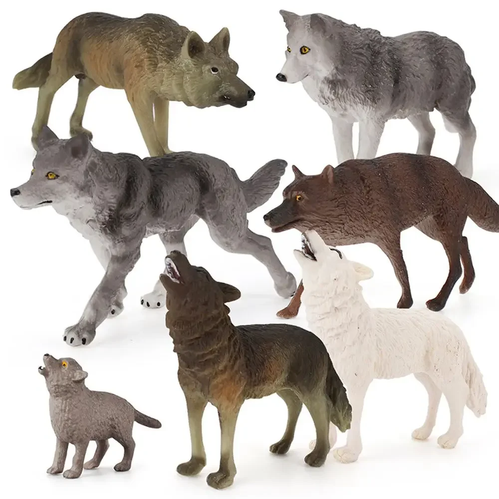 Forest Simulation Wild Wolf Animal Figurines Kid Realistic Woodland Party Supplies Cake Toppers for Birthday Party Home Decor