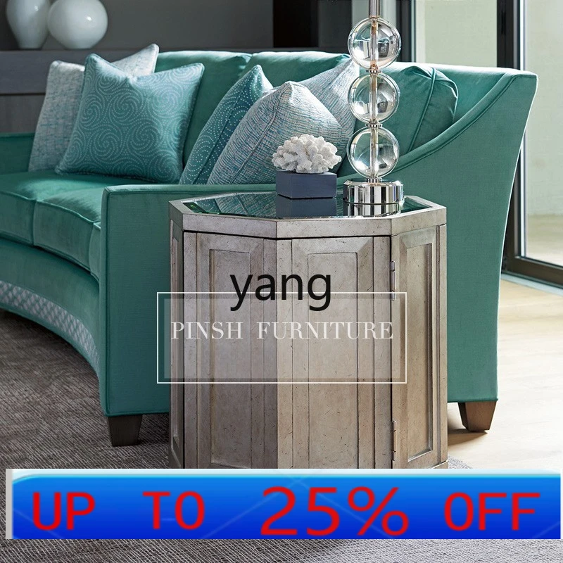 

LMMModern Minimalist Solid Wood Coffee Table Vintage Coffee Table Light Luxury Glass Surface