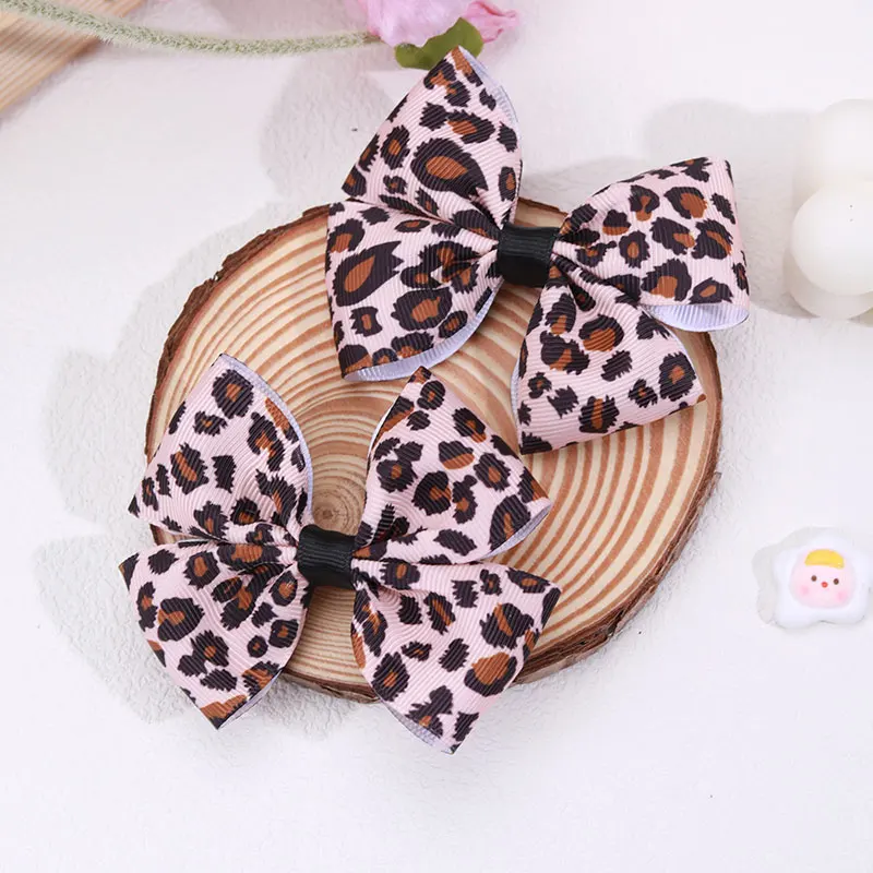 2Pcs Girls Sweet Print Bows Hair Clips Hairpins Ribbon Barrettes Duckbill Clip Headwear Female Summer Hair Accessories