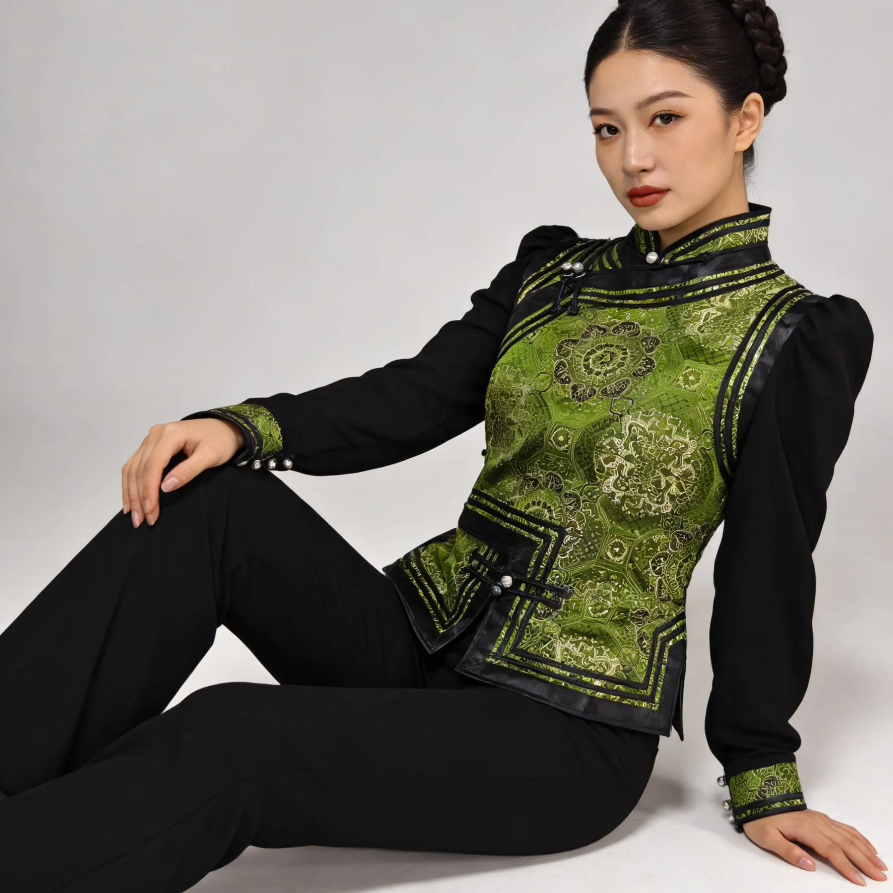 Mongolian women's sleeveless vest, folk costume thick band with lining, Mongolian dance performance clothing, casual clothes.