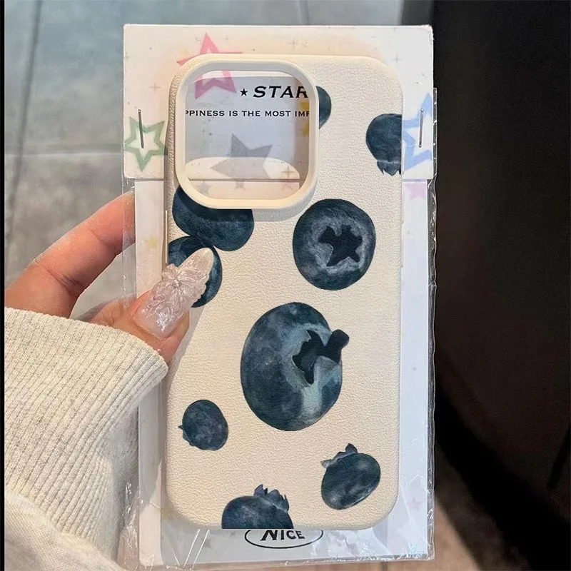 

Phone Case Minimalist Blueberry Pattern For iPhone 17 Air 11 13 14 12 15 16 Pro Max XS XR 7 8 Plus 16E Silicone Bumper TPU Cover