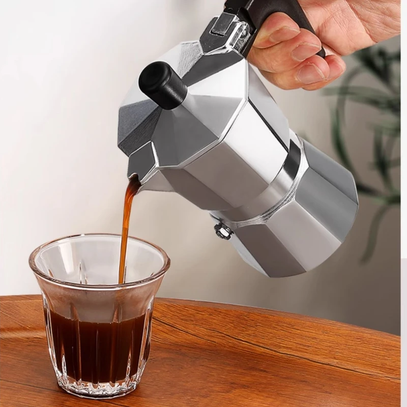 

Мока-горшок, итальянская кофемашина для эспрессо, алюминиевый гейзер, кофеварка, чайник, плита для латте, классическая кофейная посуда, аксессуары для бариста