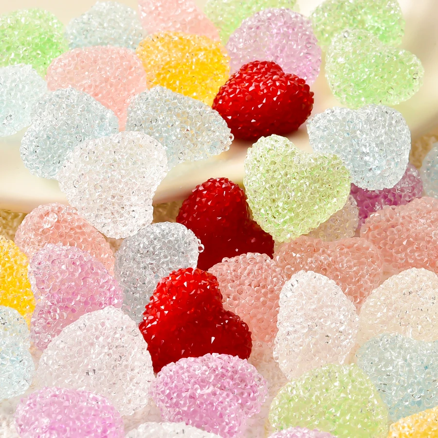 4/6Pcs Multicolor Jelly Sugar Heart Sweets Loose Beads For Bracelet Jewelry Making Lovely Glitter Gummy Candy Charms Accessories