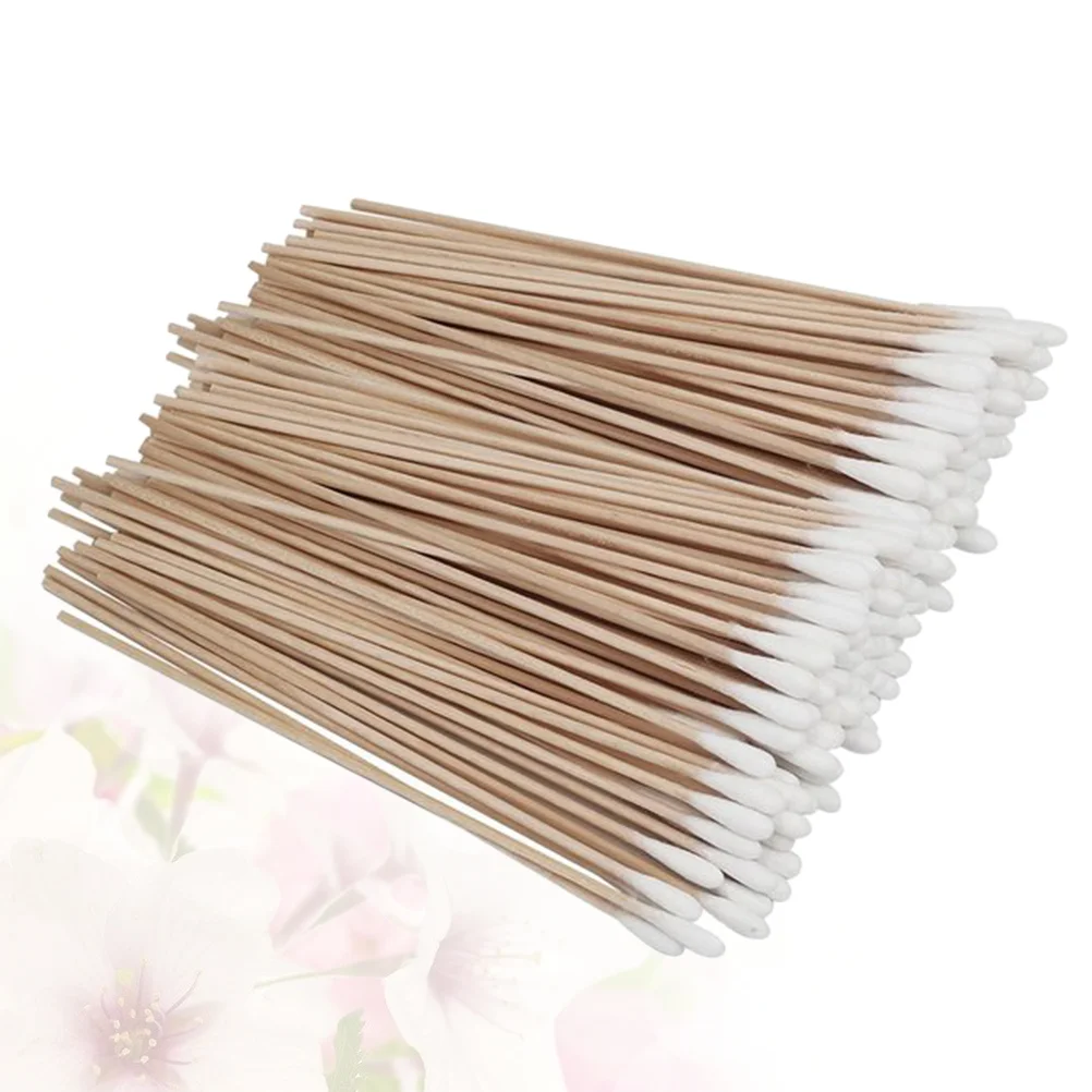 4 Packs Pet Cleaning Swabs Single Head Cotton Swab Wooden Cotton Cwabs Creative (400pcs/4 Packs)