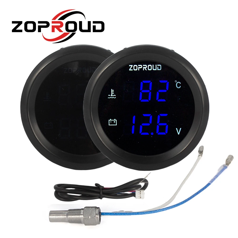2''Digital LED Double Display Gauge Water Temperature Volts Gauge 12v/24v