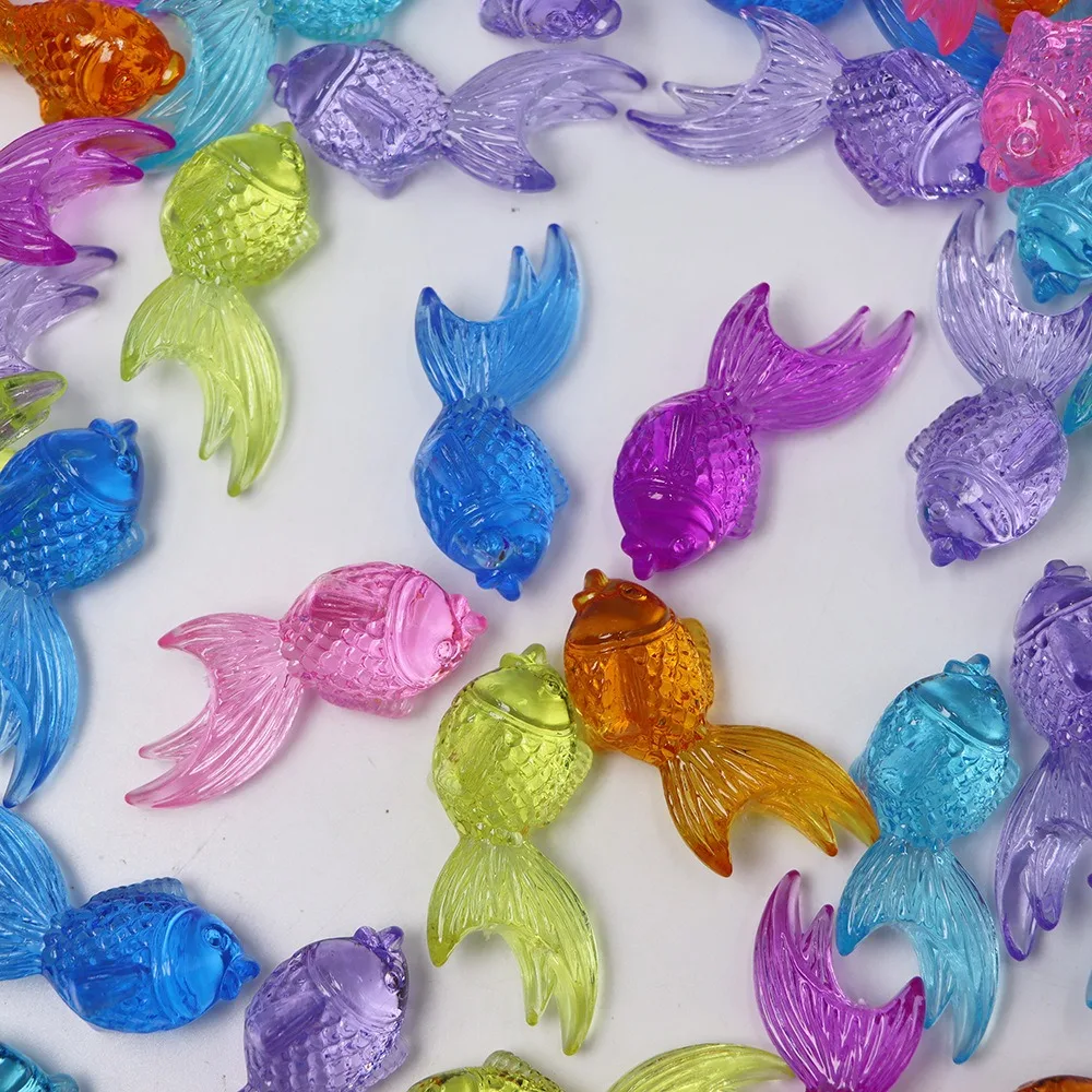 Camal 5PCS 52x35mm Mixed Color Acrylic Goldfish Pendants Children's Treasure Hunt Decoration DIY Ornament Desktop Accessories