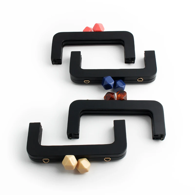 1PC/2PCS 19.8cm * 8cm Żywica Głowa Czarna Drewniana Torba Uchwyt Cukierkowy Kolor Żywica Głowa Portfel Zatrzask Ramka DIY Tworzenie Portfela — zdjęcie 5