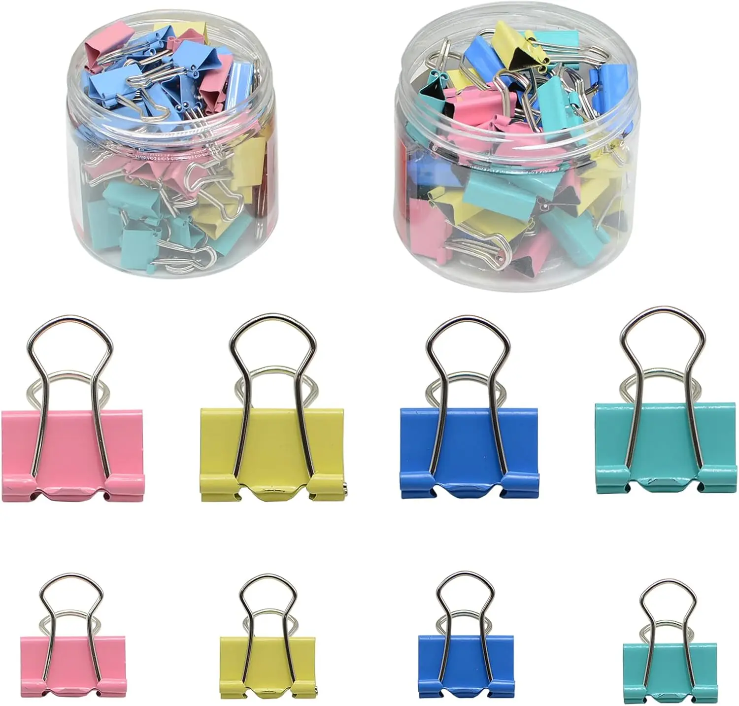 100 peças clipes de pasta pequenos coloridos grampos de papel de 2 tamanhos para material escolar de trabalho de escritório e casa (15mm e 19mm 100 peças)