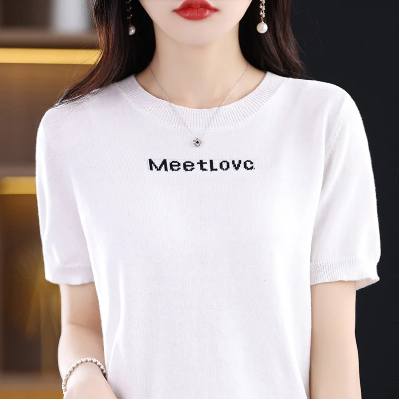 

Summer New Pure Cotton Women's Round Neck Solid Color T-Shirt Fashion Casual Loose Thin Soft Skincare Top Short Sleeve