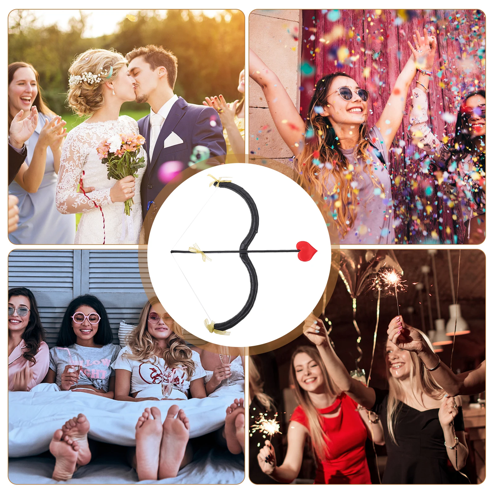 

Valentine Cupid Bow Arrow Prop Set with Love Heart Decor 1 Set Foam Cloth Photo Booth Accessory for Party Event