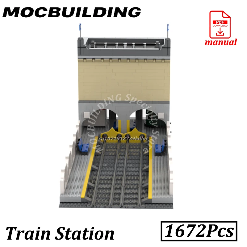 Modular Train Station Display Model MOC Buildings City Railway Street View Construction Bricks DIY Toys Gifts