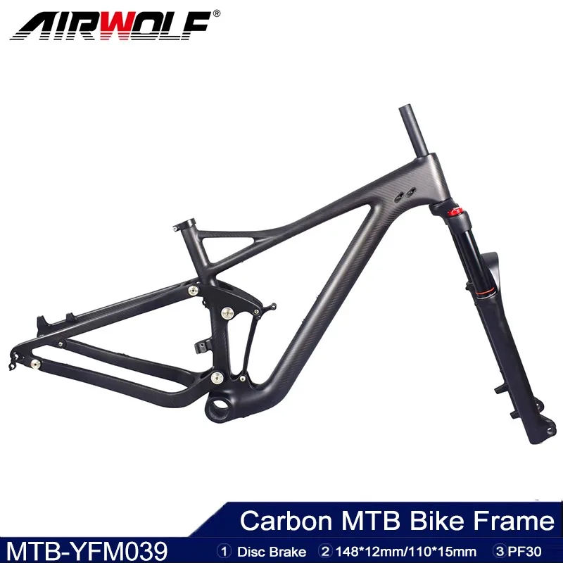 

Airwolf 29er MTB Mountain Bike Frame 15/17/19inch Full Carbon Bike Frame 122mm Disc Brake T1000 Carbon Fiber MTB Bicycle Frame