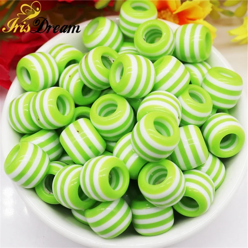 10Pcs Lot Black Color Stripe Round Tube Rondelle Spacer Beads 5mm Large Hole for Bracelet DIY Garden Dercor Pens Toy Beads Craft