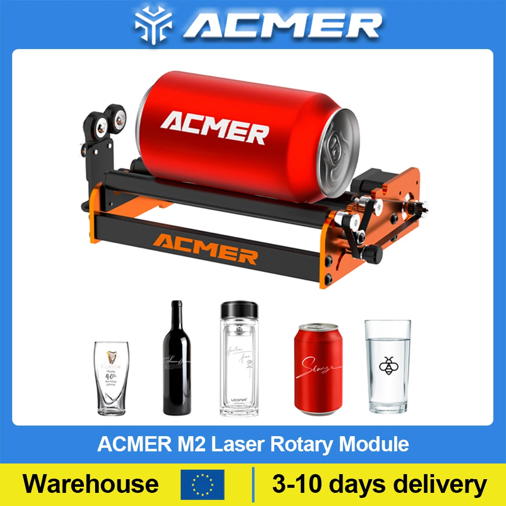 

Универсальный гравировальный модуль ACMER M2 с поворотным роликом, регулировкой диаметра по оси Y на 4 уровнях и увеличенной длиной для гравировки изогнутых объектов