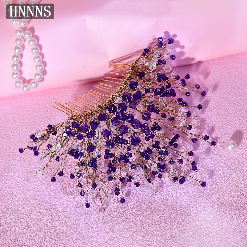 

HNNNS Bridal Crown Hair Comb Crystal Beaded Side Comb Gentle Temperament Hair Tiara Modern Wedding Hair Accessories A326