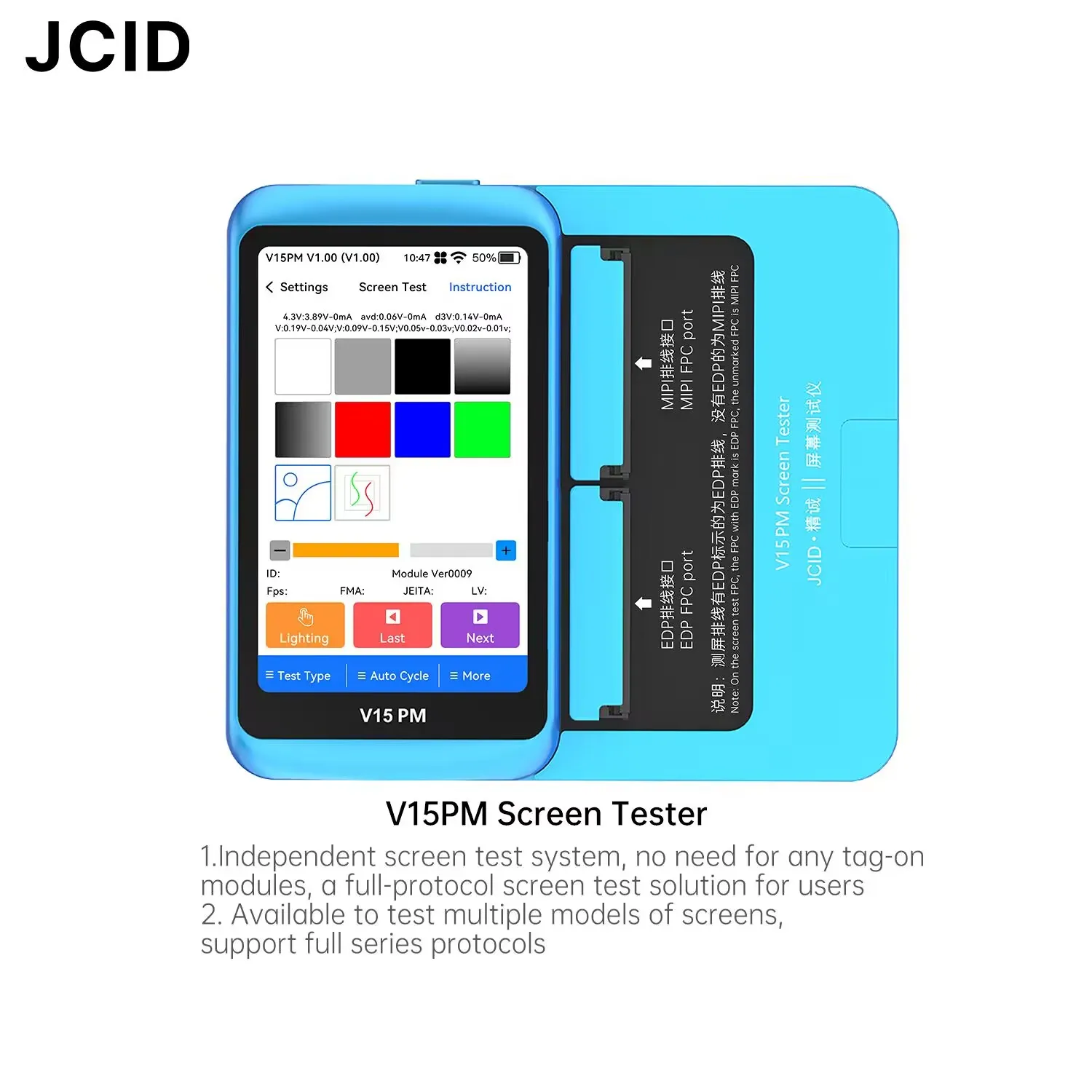 JCID V15 V15PM Screen Tester for iPhone X-15PM MIPI EDP Screen Huawei Samsung Xiaomi OPPO Android Screen Funciton Testing Repair