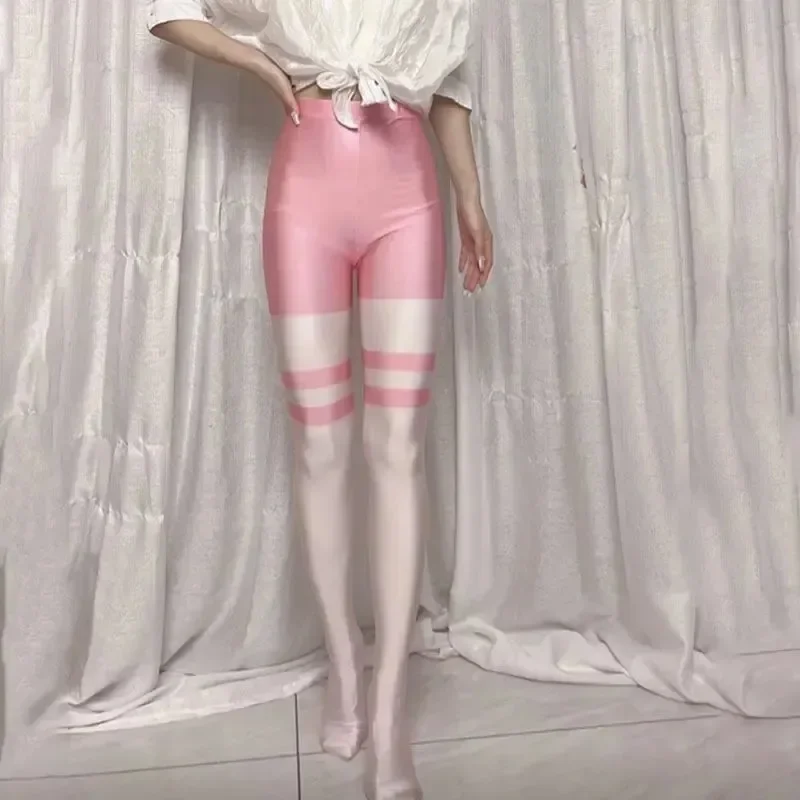 Plus Größe Sommer Frühling Glänzende Frauen Hohe Taille Strumpfhosen Leggings Glänzende Fitness Sport Yoga Hosen Hosen