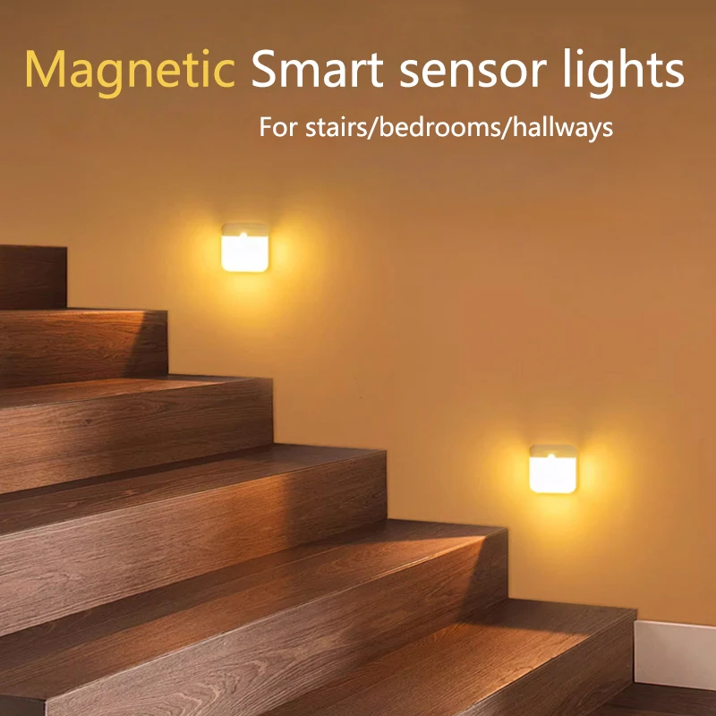 

Motion Sensor LED Night Lights USB charging Cabinet Light for Baby Bedside Bedroom Corridor stairs Wireless Night Lamp Lighting
