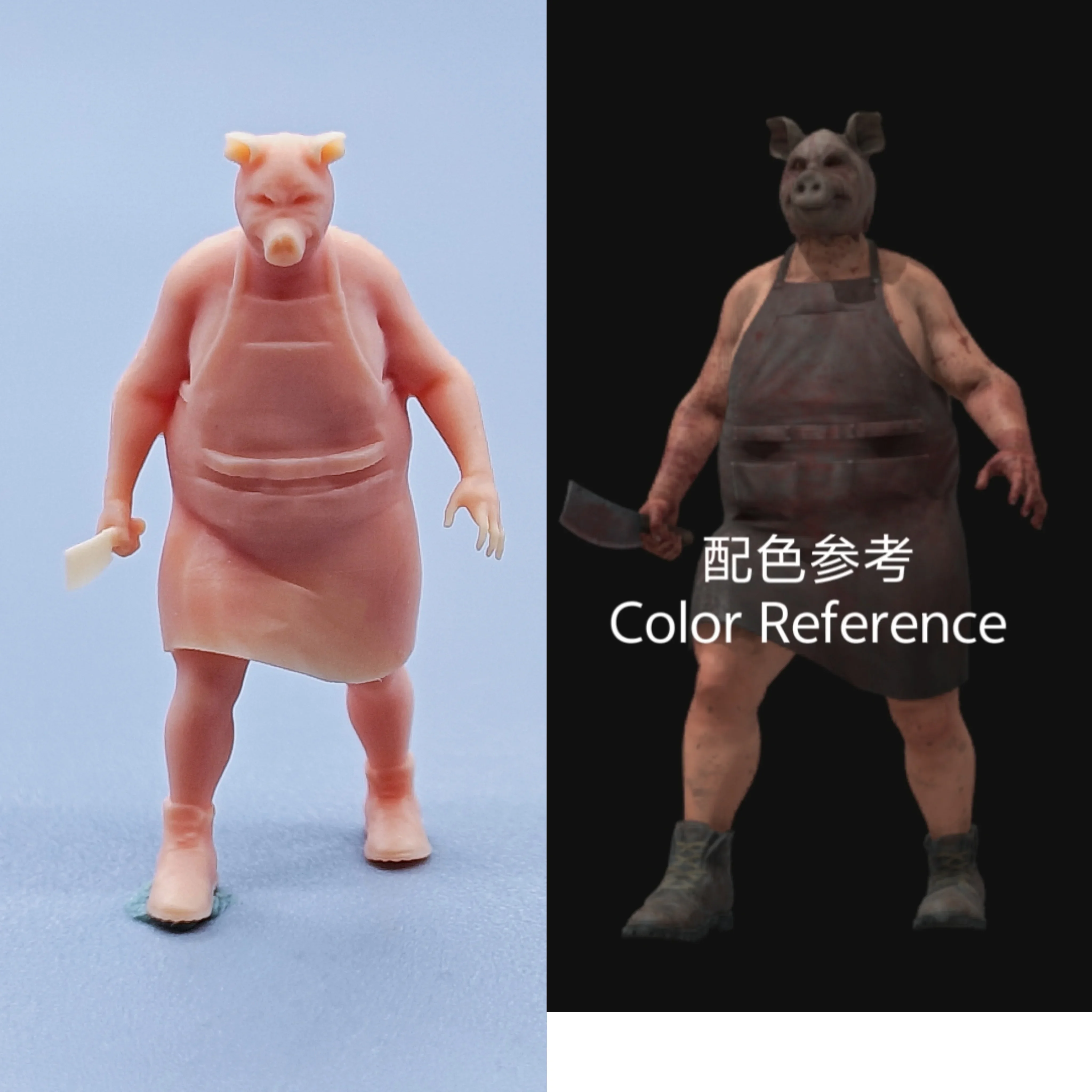 1/64 Figuren Maßstab Modell Harz Schweinekopf Metzger Ungefärbte Miniaturen Diorama Handbemalt C304