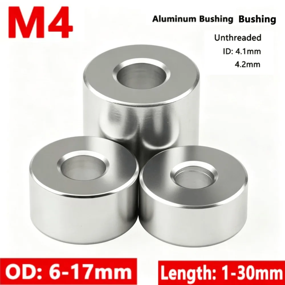 10Pcs M4 Aluminum Alloy Bushing Washer, Unthreaded Round Hollow Standoff Spacer Gasket Sleeve OD6-17mm L1-30mm