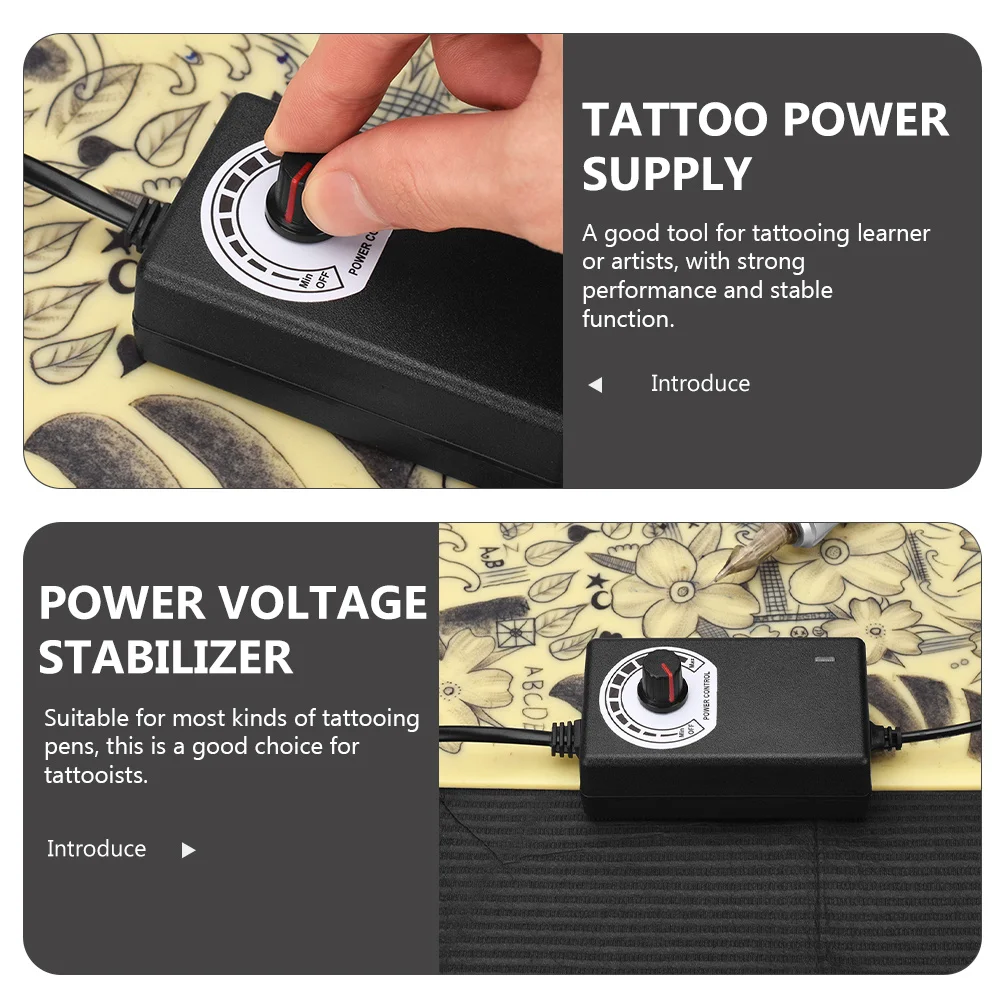 صندوق العرض مثبت الجهد لآلات الوشم منظم محمول متوافق مع معظم أقلام الوشم قابس طاقة الوشم