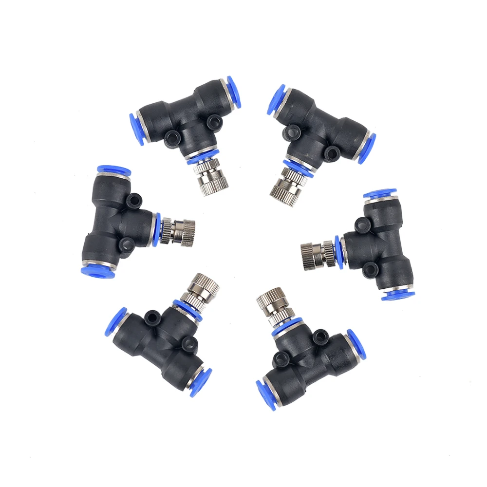 5 adet düşük basınç Misting soğutma sistemi atomize nozullar 6mm kayma kilidi hızlı konnektörler bahçe nebulizatör açık Misting