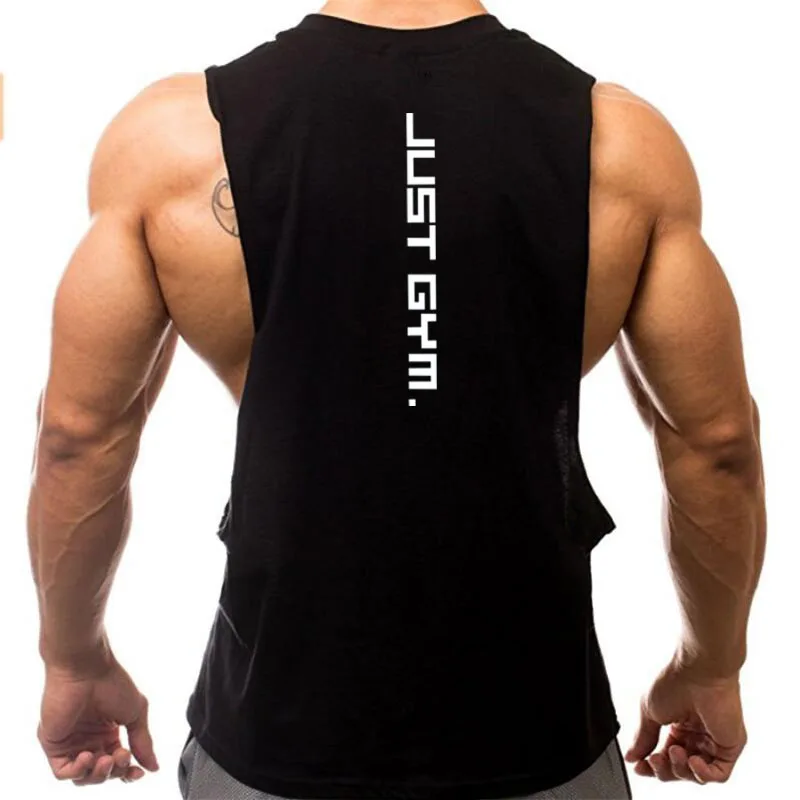 Mens Summer Casual Sides Cut Off T-shirts Bodybuilding Dropped Armholes Loose Tank Tops Workout Sleeveless Vest