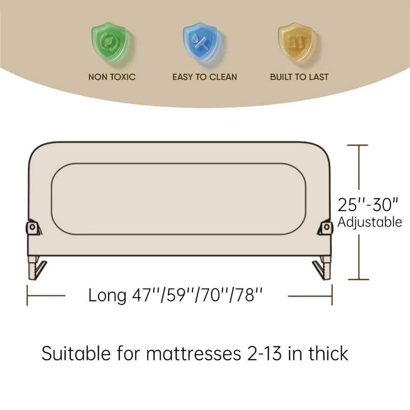 1 Piece Bed Rail Guard for Kid Baby Playpen Bed Guardrails Screw-free Installation Barrier for Bed Protection for Baby Fence