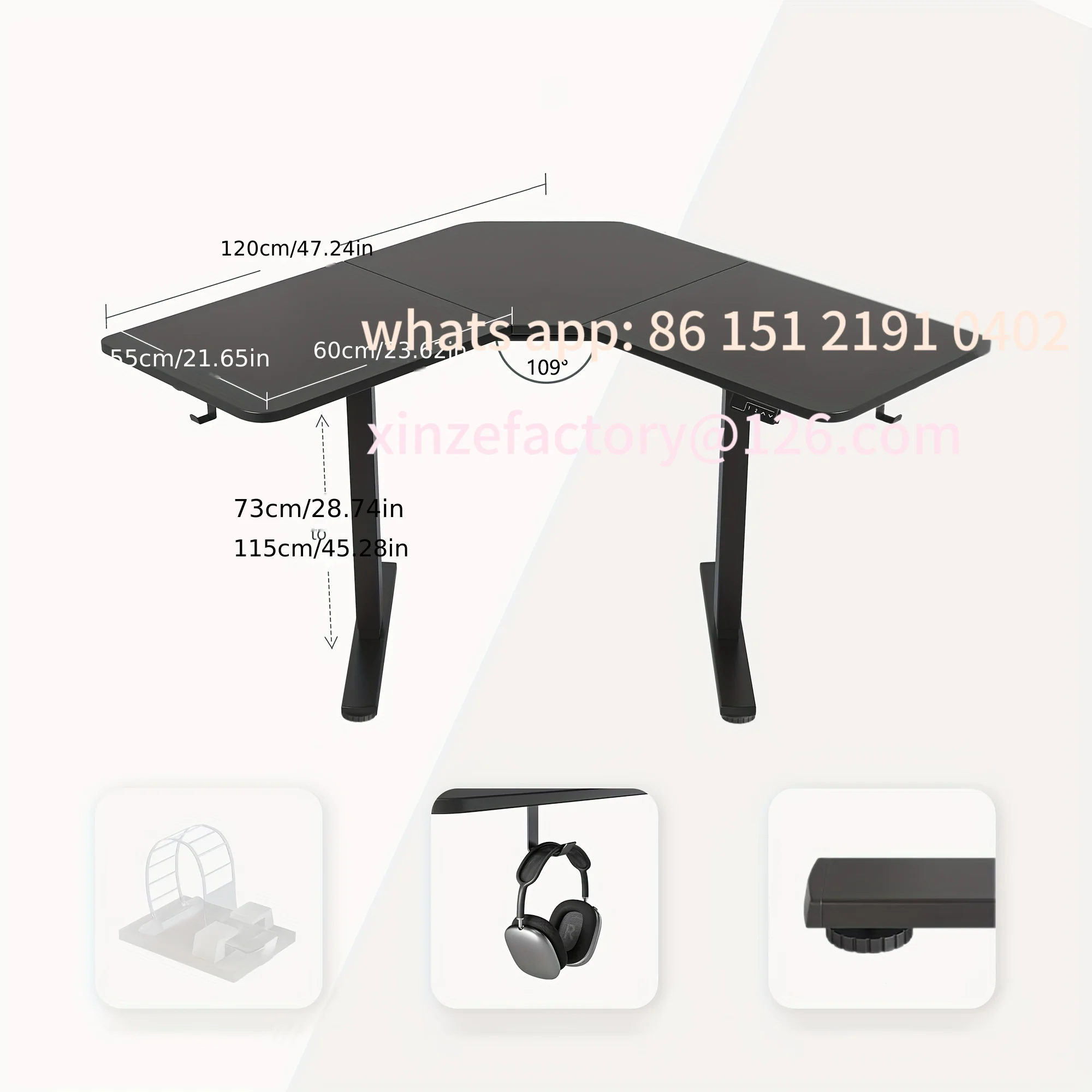 

Customizable Electric Lifting Table V Shaped Desk for Study Esports StandUp Corner Computer Desk Home Office Sit Stand Height-ad