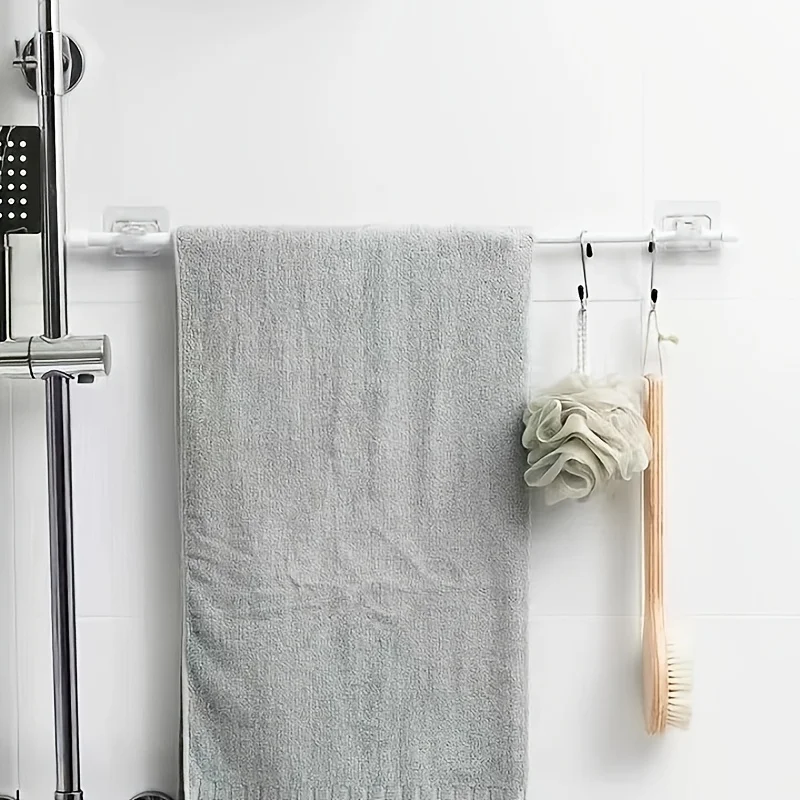 2er-Pack Bohrfreie Verstellbare Gardinenstange, Transparente Kunststoff-Duschstange mit Haken, Einfache Installation für Schlafzimmer Badezimmer Schrank – Detail 5