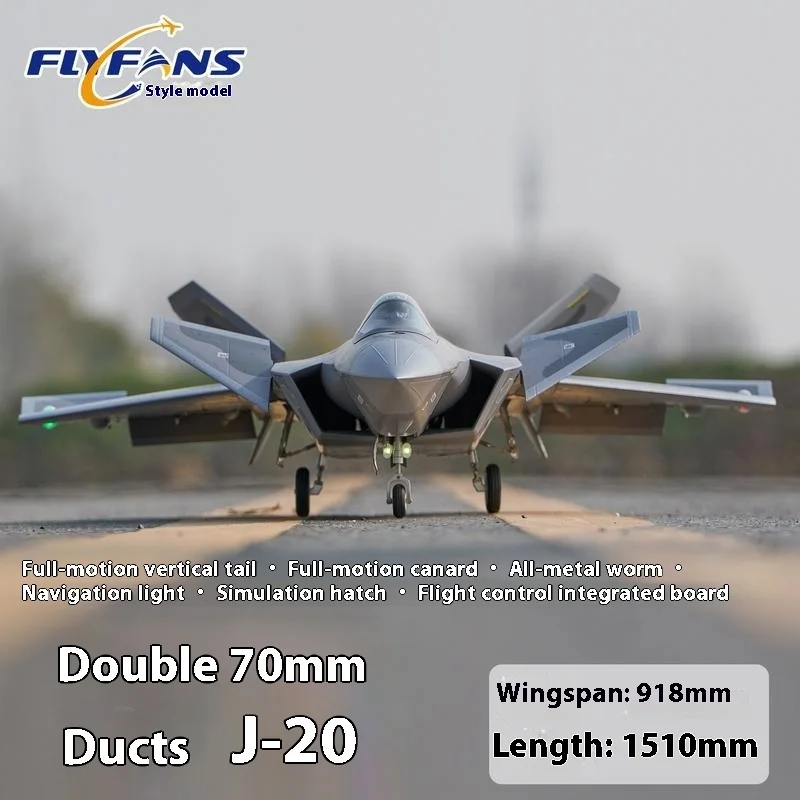 Flyfans محرك مزدوج 70 مللي متر J-20g طائرة مقاتلة Weilong تجميعها الثابتة الجناح طائرة نموذجية مروحة حريق طائرة مزودة بجهاز للتحكم عن بُعد Chengdu J20 #1