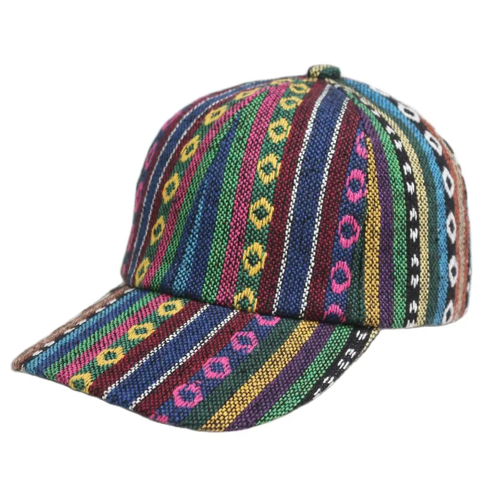 Women\'s Colorful Fashion Boho Hippie Hat Men\'s Retro Baseball Cap Striped Geometric Pattern