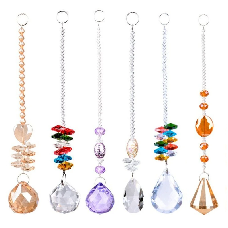 

Colorful Crystals Glass Pendants Chandelier Suncatchers Prisms Hanging Ornament Drop shipping