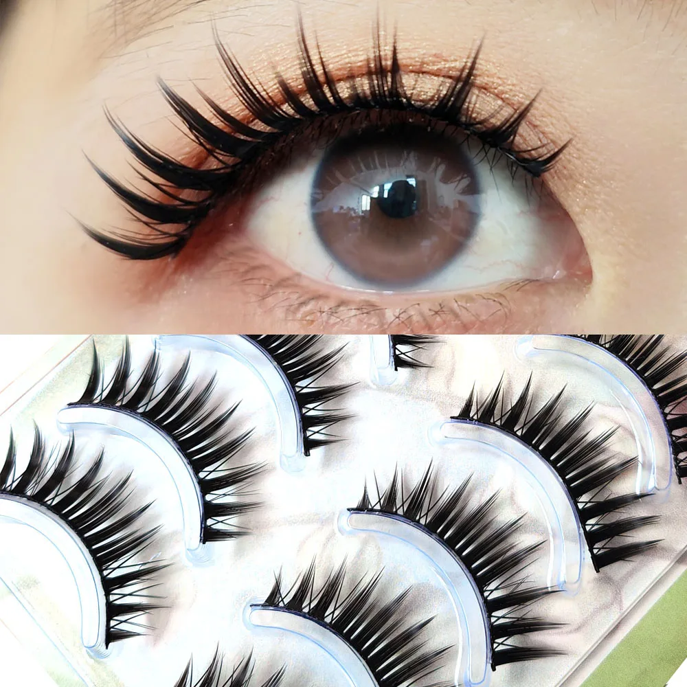 5 Pairs Makeup False Eyelash Thick Fasle Eyelashes Long Natural Thick Eyelash Extension Daily Wearing Show Cosplay Handmade