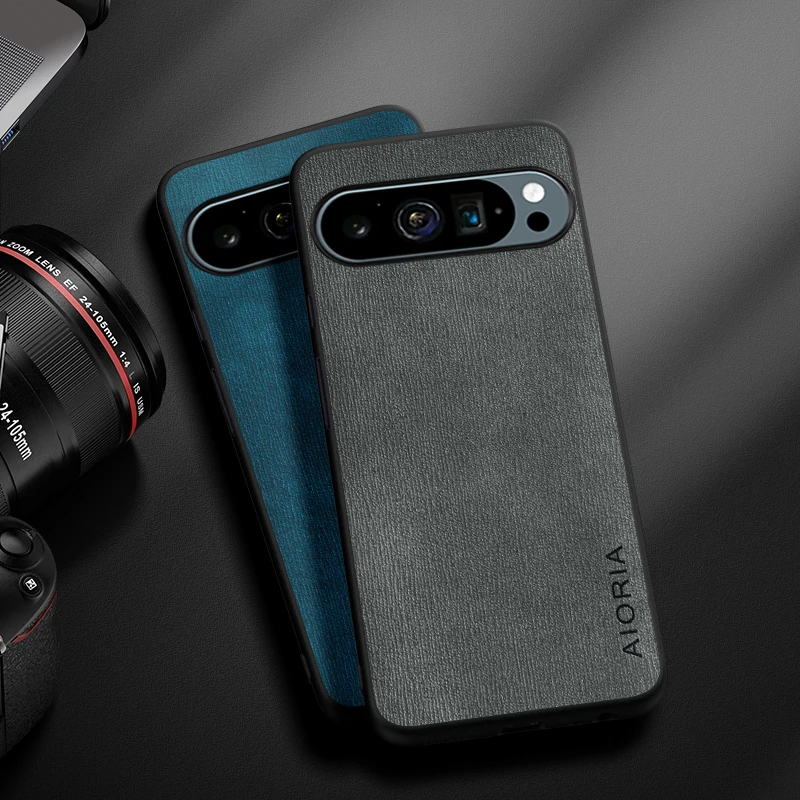 Hülle für Google Pixel 9 Pro XL Design Einfache, leichte, langlebige Lederhülle mit Holzmaserung für Google Pixel 9 Pro Hülle