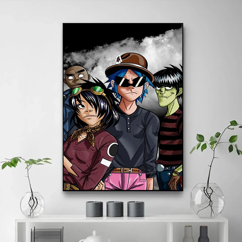 Hip Hop Gorillaz Band Poster Wall Decoration for Home Decore With Free Shipping Canvas Decorative Painting Room Decor Art Prints