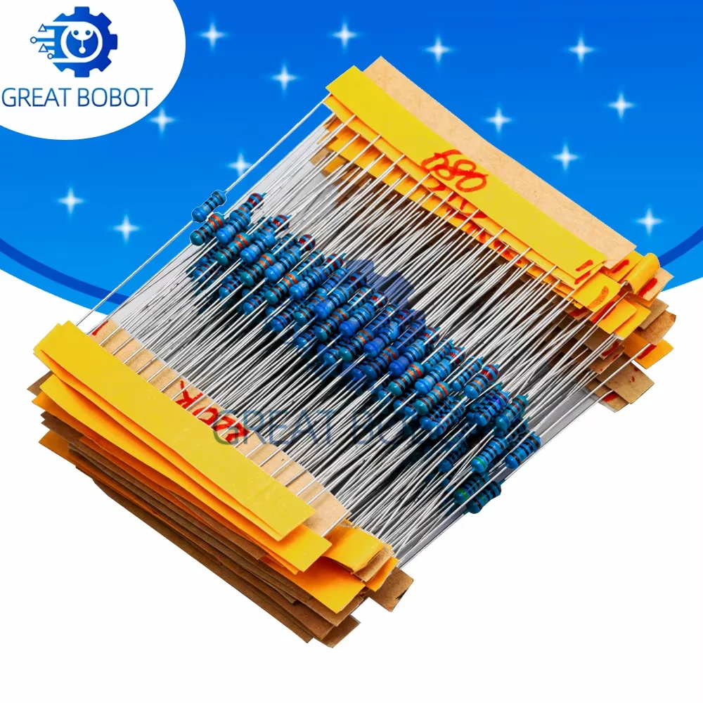 30 Values 10Ω–1MΩ Metal Film Resistor Assortment (1/4W 1%, 1 Pack 600PCS): 10PCS Each for DIY Electronic Projects