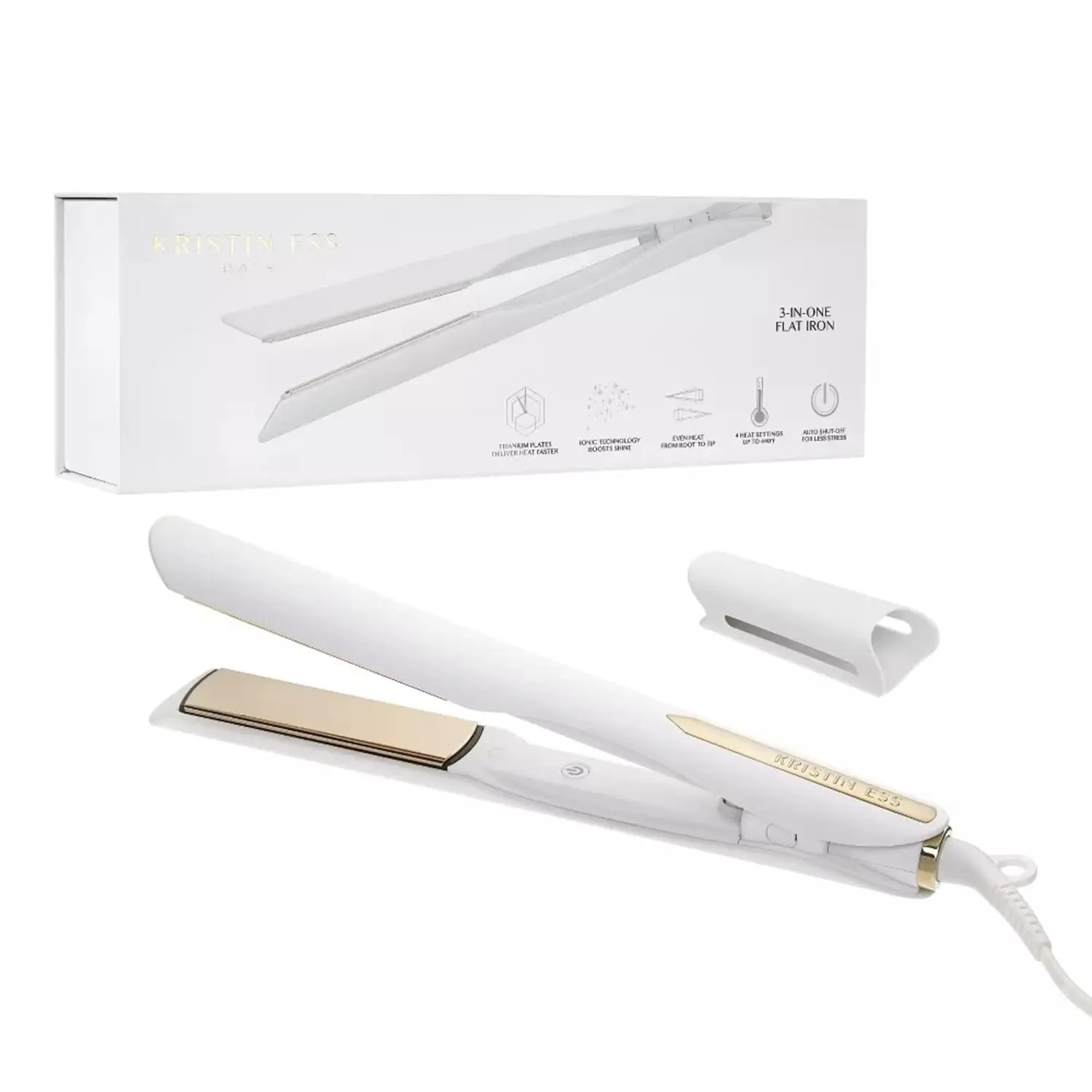 

3-in-1 Titanium Hair Straightener Curler with Beach Waver for Women - Dual Voltage, 440°F Heat, Travel Cap